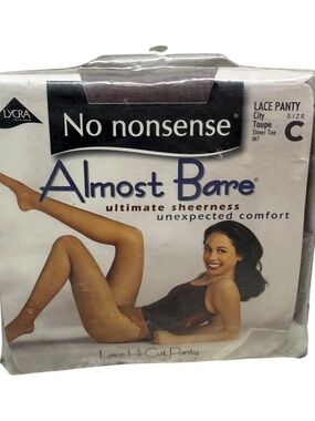 Vtg No Nonsense Almost Bare Pantyhose Size C City Taupe Lace Panty Sheer Toe